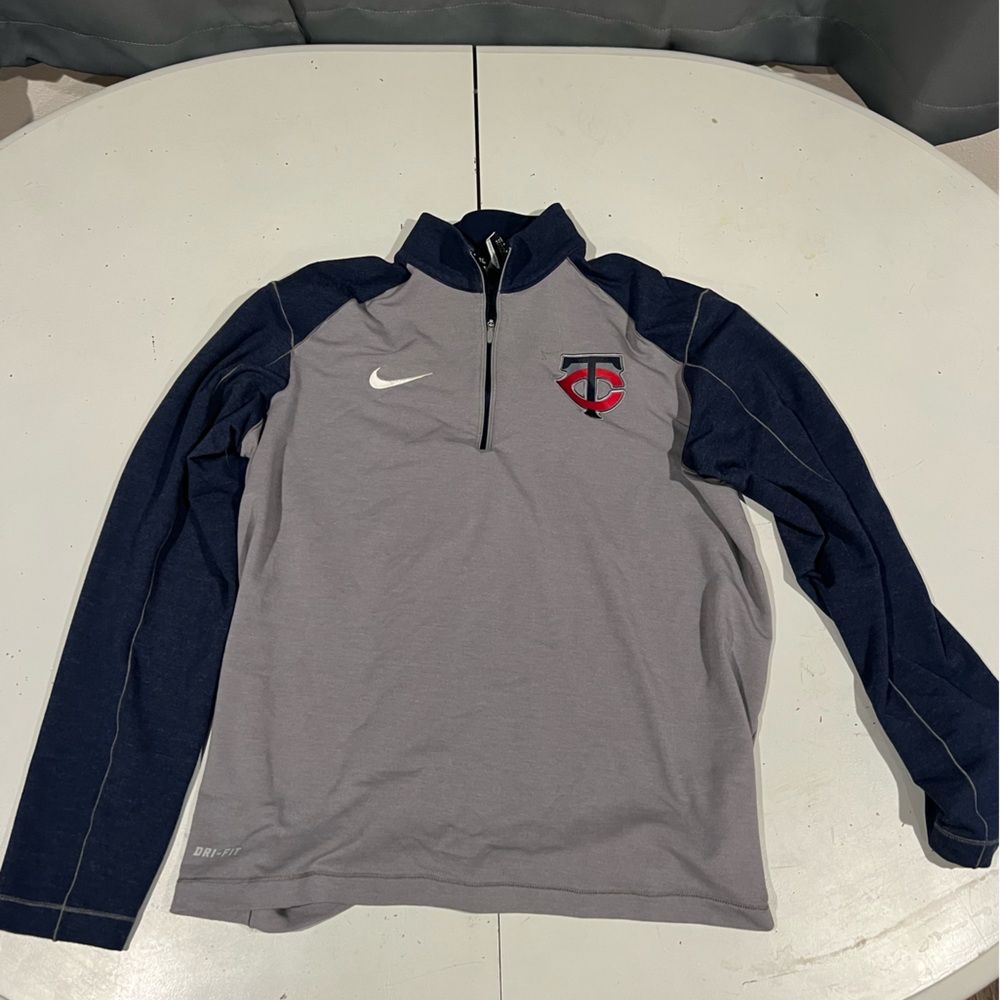 Nike Minnesota Twins Gray and Navy Dri-FIT Pullover